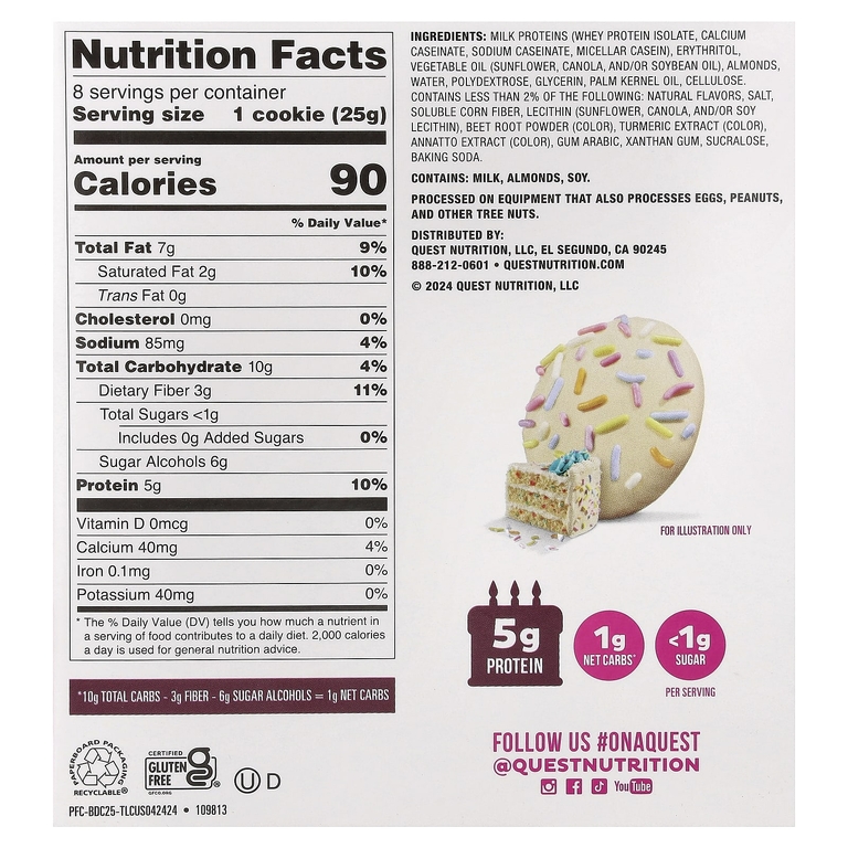 Quest Nutrition, Bake Shop глазное печенье, торт, 8 шт. по 25 г (0,88 унции)
