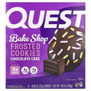 Quest Nutrition, Bake Shop, глазированное печенье, шоколадный торт, 8 печенья по 25 г (0,88 унции)