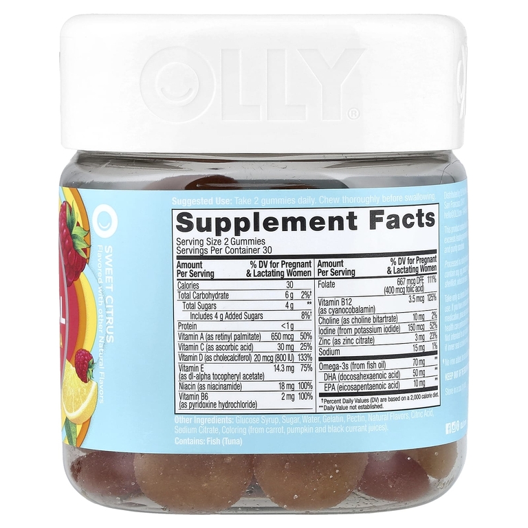 OLLY, The Essential, добавка для беременных, фолиевая кислота и ДГК, со вкусом сладких цитрусов, 60 жевательных таблеток
