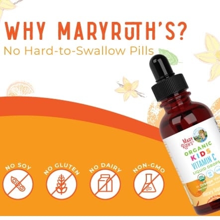 MaryRuth's, Organic, жидкие капли с витамином C для детей, для детей от 4 до 13 лет, с апельсином и ванилью, 60 мл (2 жидк. унц.)