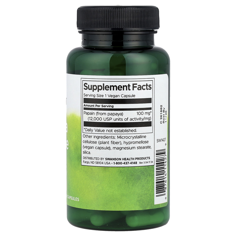 Swanson Vitamins, Фермент папайи папаин, 100 мг, 90 веганских капсул