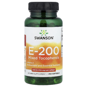 Swanson Vitamins, E-200 смешанные токоферолы, 134 мг (200 МЕ), 250 мягких таблеток