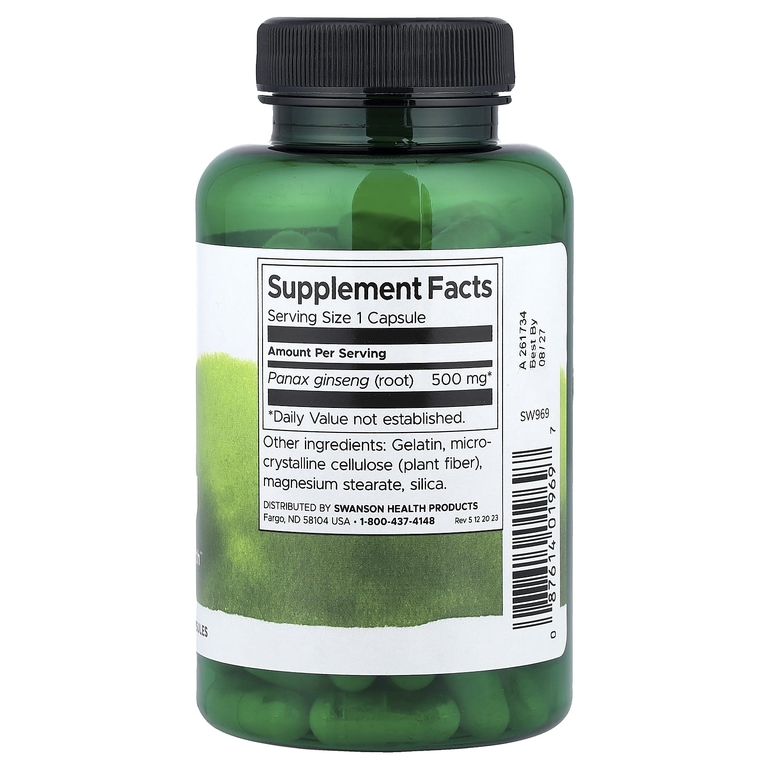 Swanson Vitamins, корейский женьшень, 500 мг, 100 капсул