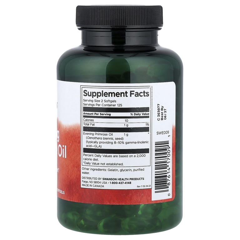 Swanson Vitamins, масло первоцвета вечернего, 250 капсул (500 мг в 1 капсуле)