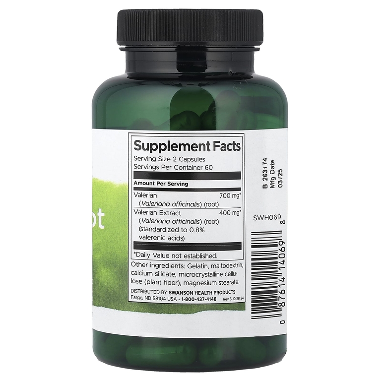 Swanson Vitamins, Экстракт корня валерианы, стандартизированный, 120 капсул