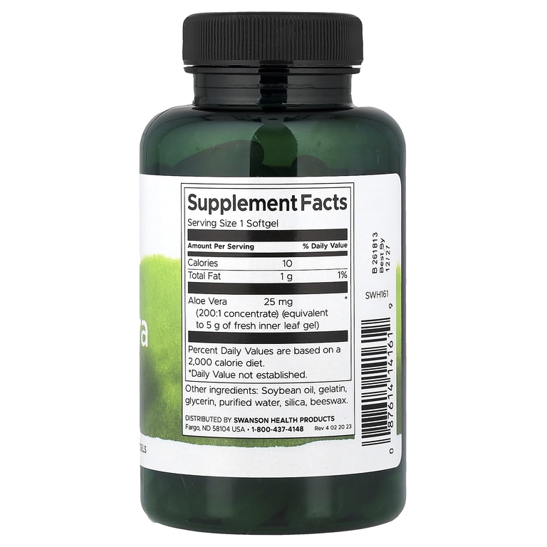 Swanson Vitamins, Алоэ вера, 25 мг, 100 капсул