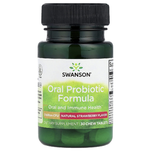 Swanson Vitamins, Формула с пробиотиками для перорального применения, натуральная клубника, 3 млрд КОЕ, 30 жевательных таблеток