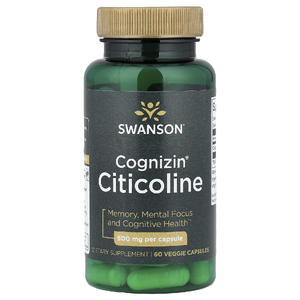 Swanson Vitamins, Cognizin®, цитиколин, 60 вегетарианских капсул (500 мг в 1 капсуле)