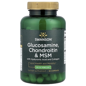 Swanson Vitamins, Глюкозамин, хондроитин и МСМ с гиалуроновой кислотой и коллагеном, 90 капсул