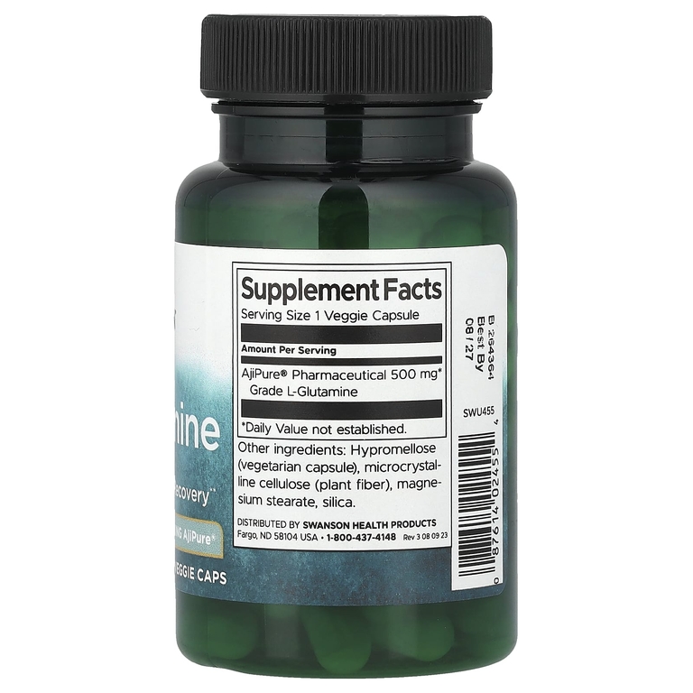 Swanson Vitamins, L-глютамин, 500 мг, 60 растительных капсул