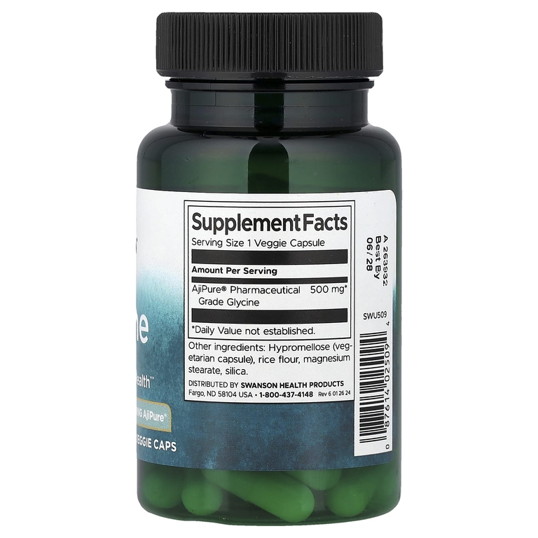 Swanson Vitamins, Глицин, 500 мг, 60 растительных капсул