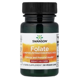 Swanson Vitamins, фолат, 30 растительных капсул (680 мкг DFE в 1 капсуле)