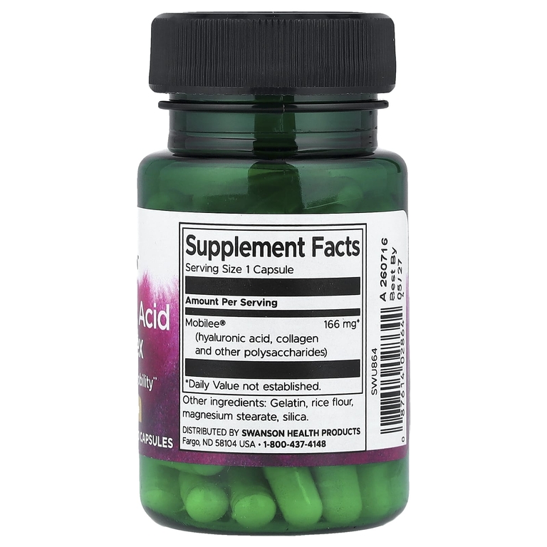 Swanson Vitamins, Комплекс гиалуроновой кислоты, 166 мг, 60 капсул