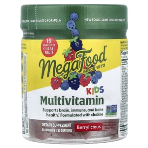 MegaFood, мультивитамины для детей, ягодичный бульбу, 60 жевательных таблеток