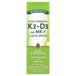 Nature's Truth, K2 и D3 с MK-7 в виде капель, 59 мл (2 жидк. унции)