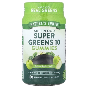 Nature's Truth, суперфуд, суперзелень, 10 жевательных мармеладок, со вкусом натурального яблока, 60 жевательных мармеладок