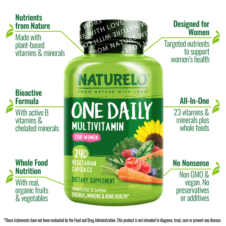 NATURELO, One Daily, мультивитамины для женщин, для приёма один раз в день, 240 вегетарианских капсул