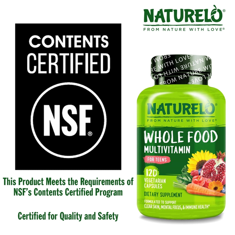 NATURELO, мультивитамины из цельных продуктов для подростков, 120 вегетарианских капсул