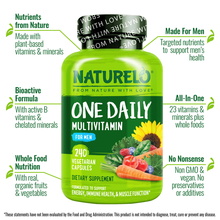NATURELO, Мультивитамины для мужчин One Daily, 240 вегетарианских капсул