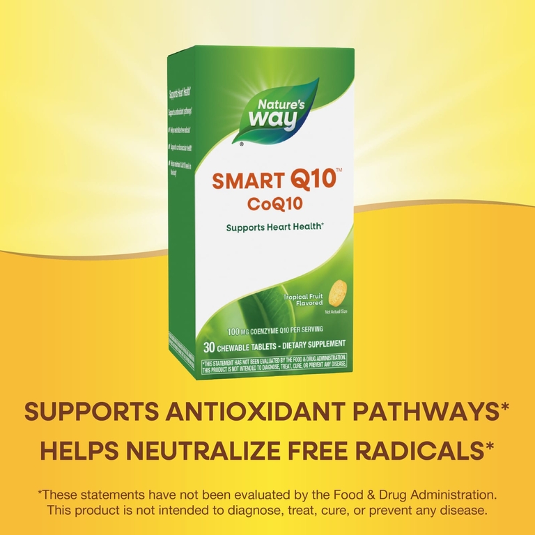 Nature's Way, Smart Q10™, коэнзим Q10, тропические фрукты, 100 мг, 30 жевательных таблеток