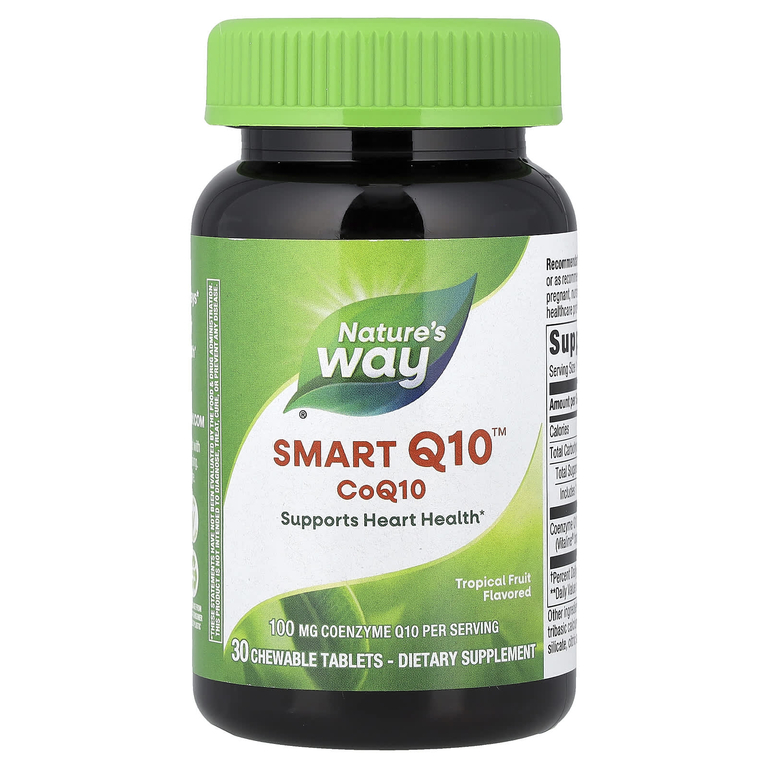 Nature's Way, Smart Q10™, коэнзим Q10, тропические фрукты, 100 мг, 30 жевательных таблеток