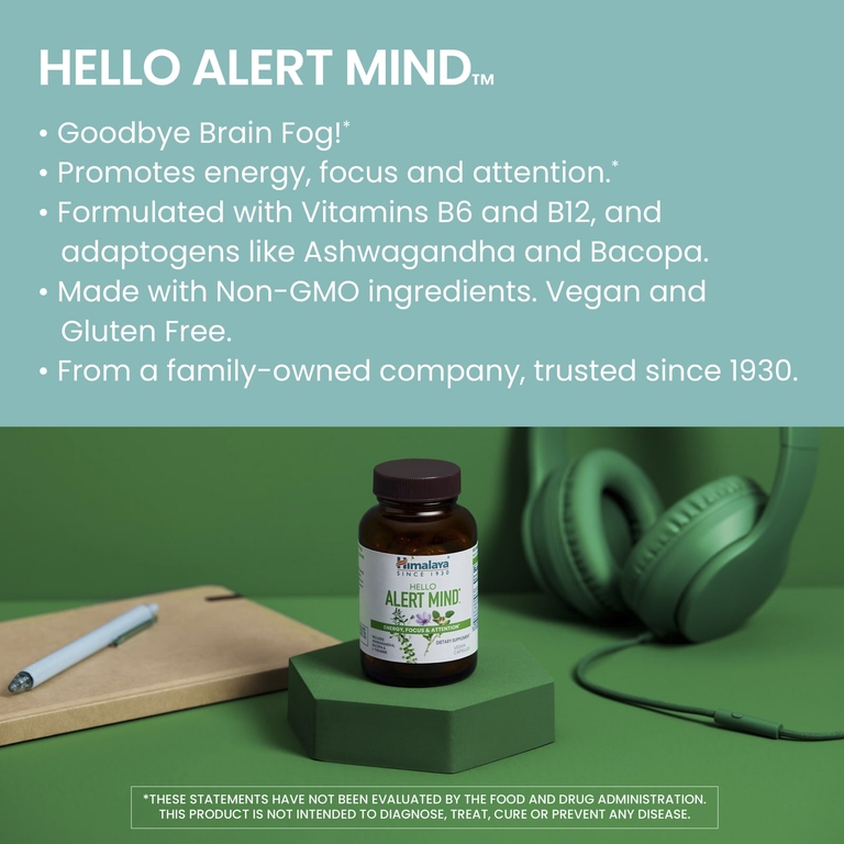 Himalaya, Hello Alert Mind™, 60 веганских капсул