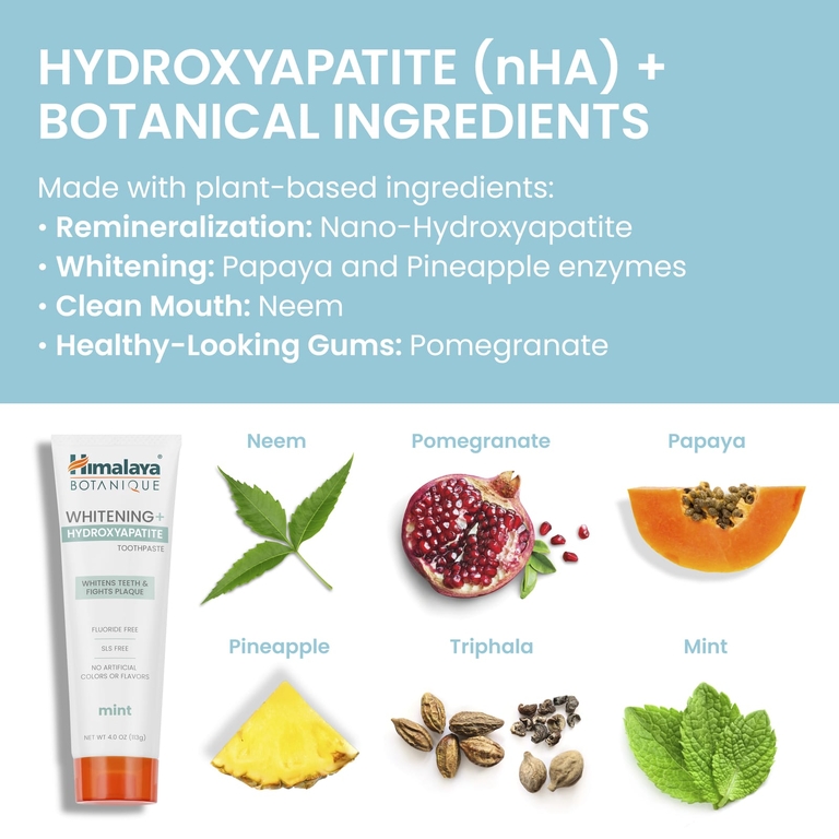 Himalaya, Отбеливающая зубная паста с гидроксиапатитом, мята, 113 г (4 унции)