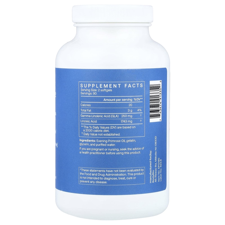 BodyBio, масло первоцвета вечернего, 180 капсул