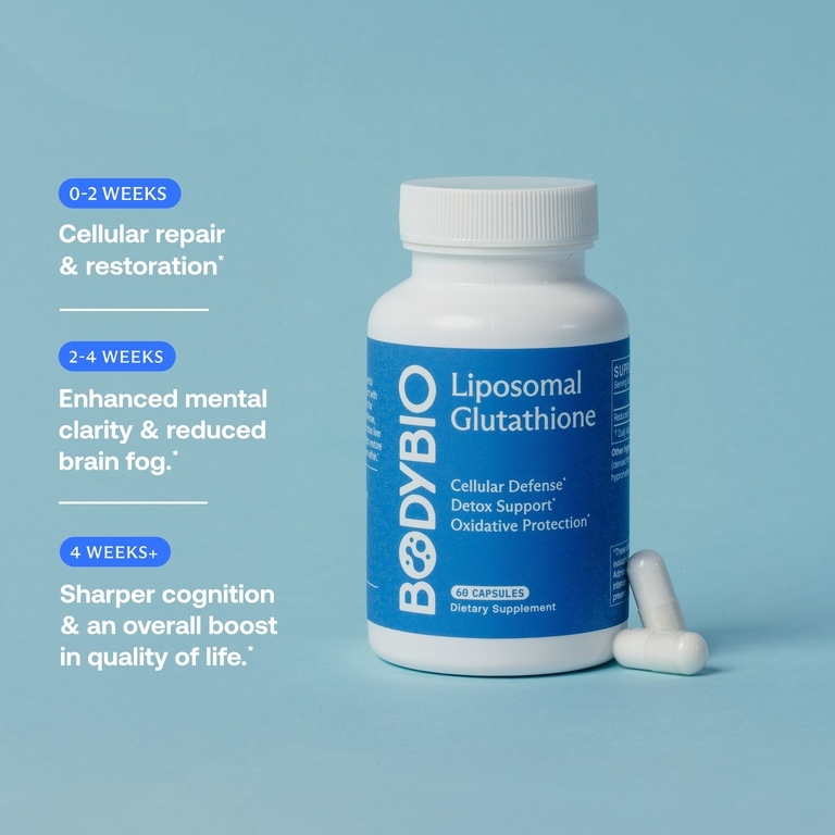 BodyBio, липосомальный глутатион, 60 капсул (250 мг в 1 капсуле)