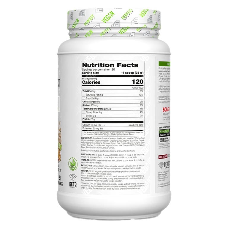 PERFECT Sports, Vegan Diesel, смесь 100% растительных белков, ванильное мороженое, 700 г (1,5 фунта)