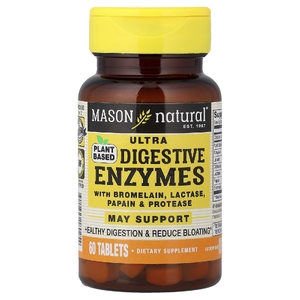 Mason Natural, Растительные ультрапищеварительные ферменты, 60 таблеток