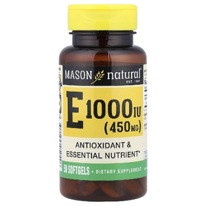 Mason Natural, Витамин E, 450 мг (1000 МЕ), 50 мягких таблеток