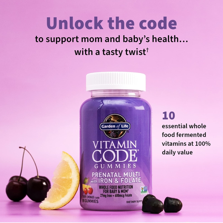 Garden of Life, Vitamin Code®, жевательные мультивитамины для беременных с железом и фолатом, вишневый лимонад, 90 жевательных таблеток