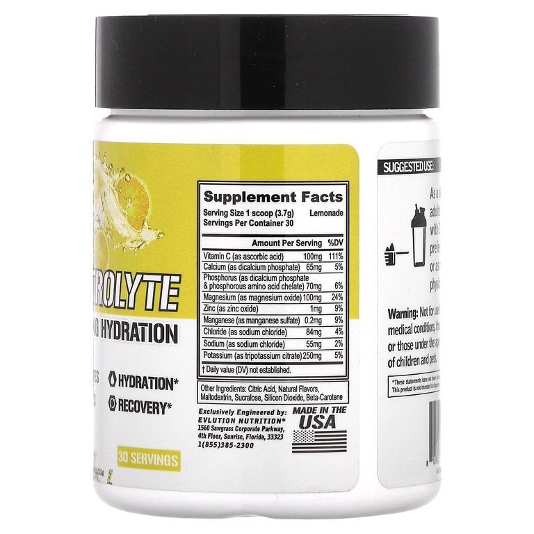 EVLution Nutrition, Electrolyte Volumizing Hydration, лимонад, 111 г (3,91 унции)