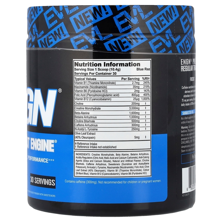 EVLution Nutrition, ENGN® предтренировочный комплекс® Blue Raz, 11 унций (312 г)