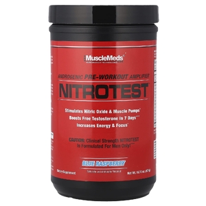 MuscleMeds, Nitrotest™, андрогенный предтренировочный усилитель, голубая малина, 474 г (16,72 унции)