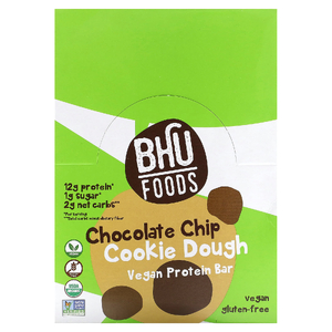 BHU Foods, Vegan Protein Bar, тесто для шоколадного печенья, 12 батончиков, 45 г (1,6 унции) (Товар снят с продажи) 