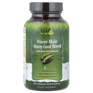 Irwin Naturals, Power-Male Horny Goat Weed, с бустером оксида азота, 60 желатиновых капсул