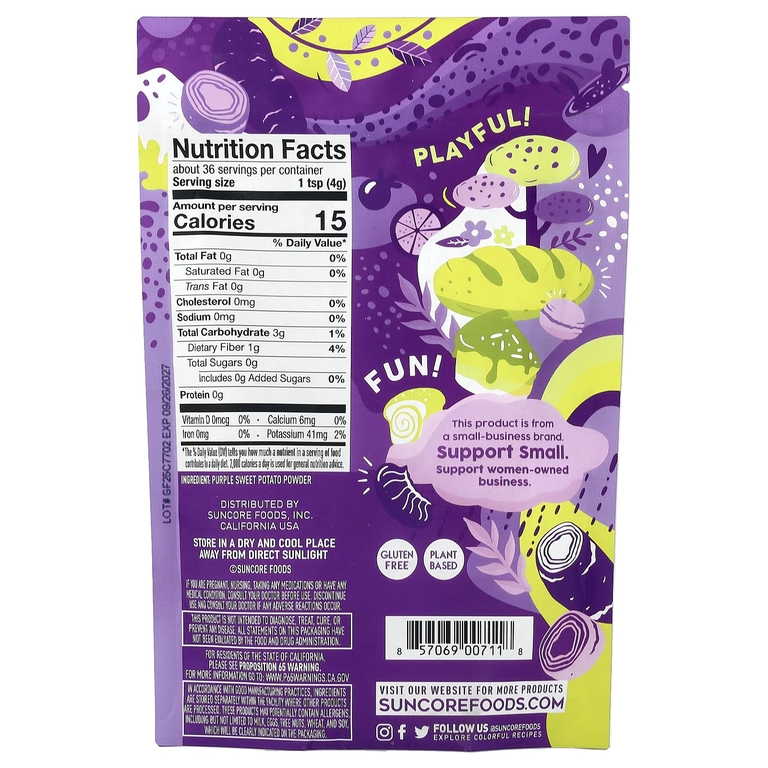 Suncore Foods, порошок из фиолетового батата, 142 г (5 унций)
