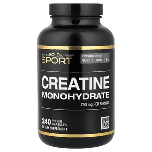 California Gold Nutrition, Sport, чистый моногидрат креатина, без вкусовых добавок, 750 мг, 240 растительных капсул