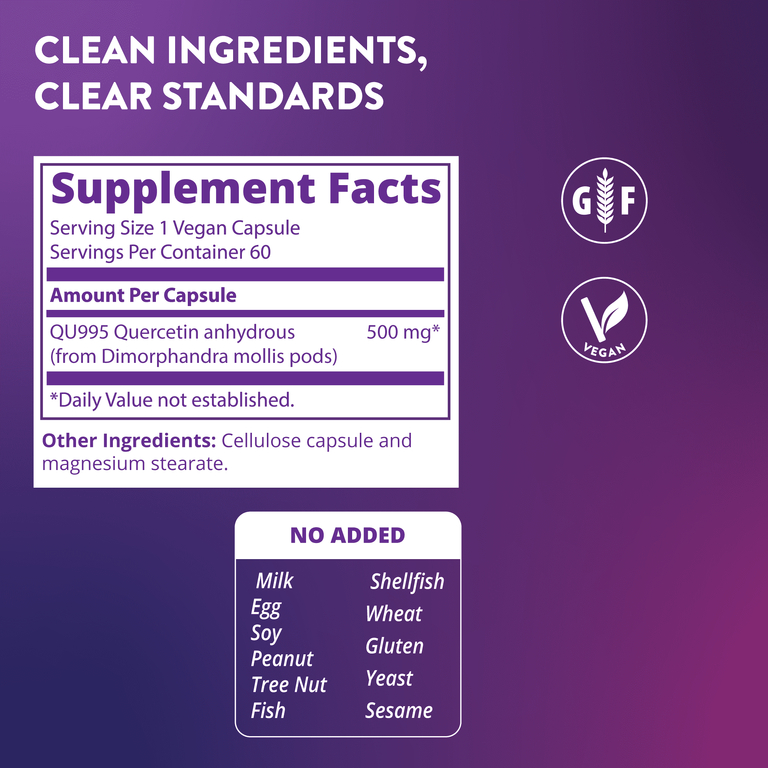 MRM Nutrition, кверцетин, 60 веганских капсул (500 мг в 1 капсуле)