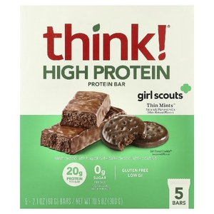Think !, батончики с высоким содержанием протеина, Thin Mints™, 5 батончиков по 60 г (2,1 унции)