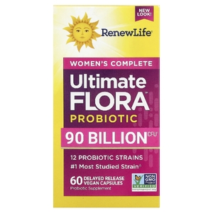 Renew Life, комплекс для женщин, пробиотик Ultimate Flora™, 90 млрд КОЕ, 60 веганских капсул с отсроченным высвобождением