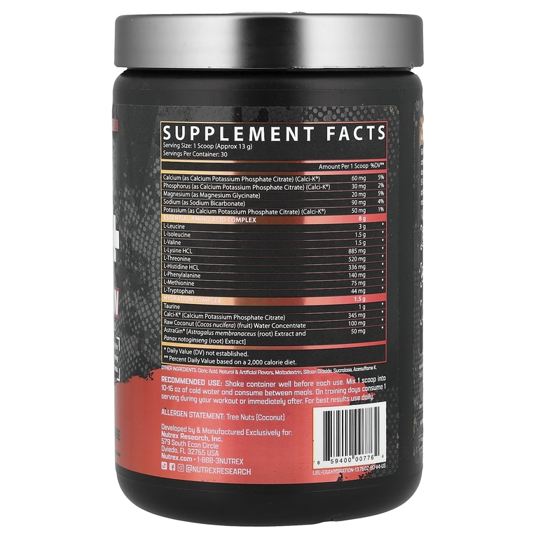 Nutrex Research, EAA+ Hydration, красный апельсин, 390 г (13,76 унции)