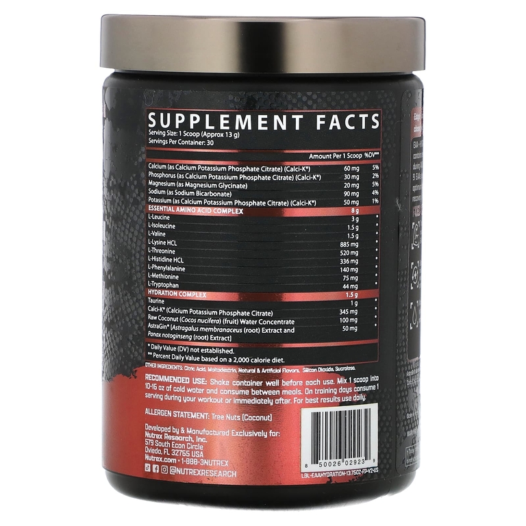 Nutrex Research, EAA+ Hydration, фруктовый пунш, 390 г (13,76 унции)