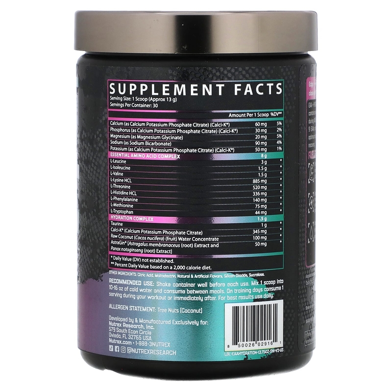 Nutrex Research, EAA+ Hydration, клубника и арбуз, 390 г (13,76 унции)