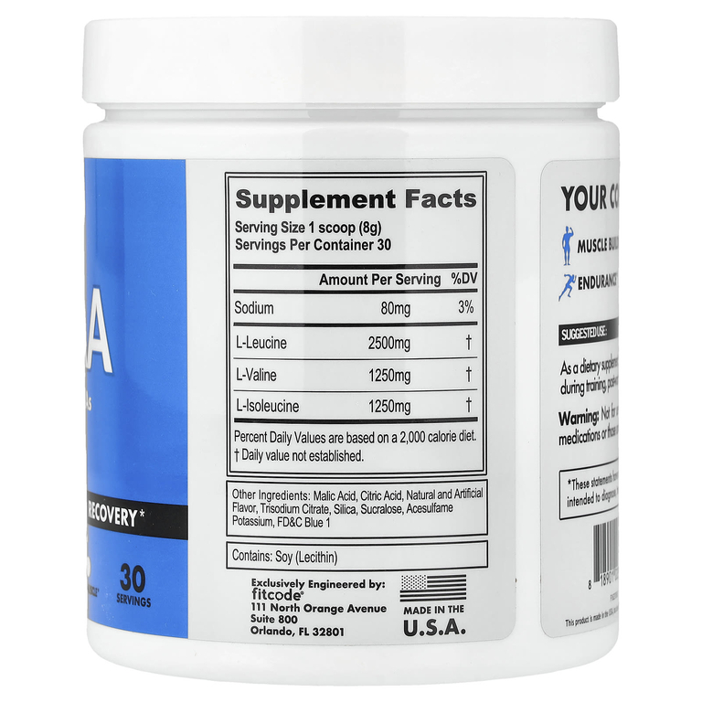 fitcode, BCAA, голубая малина, 240 г (8,5 унции)