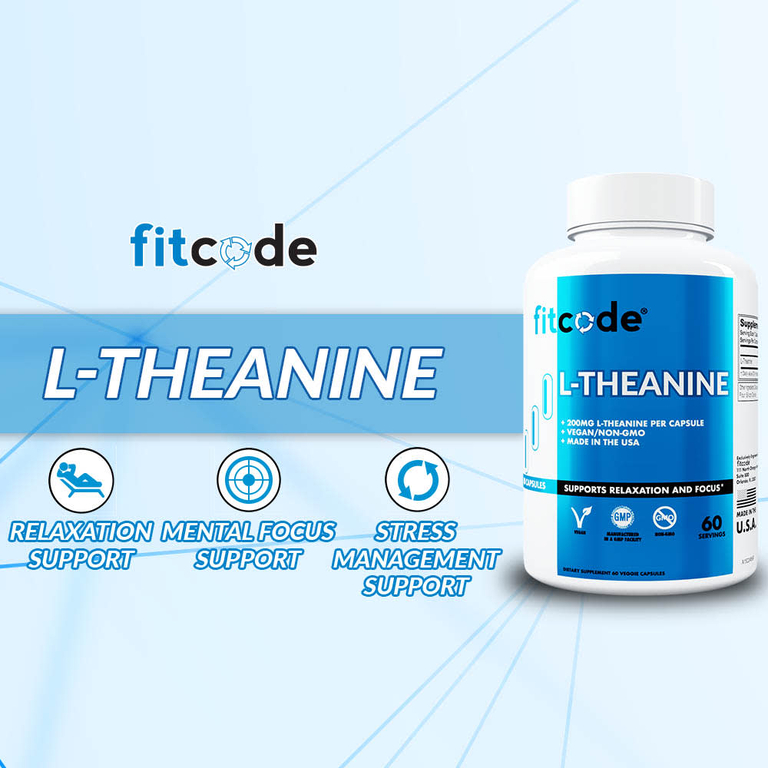 fitcode, L-теанин, 200 мг, 60 растительных капсул