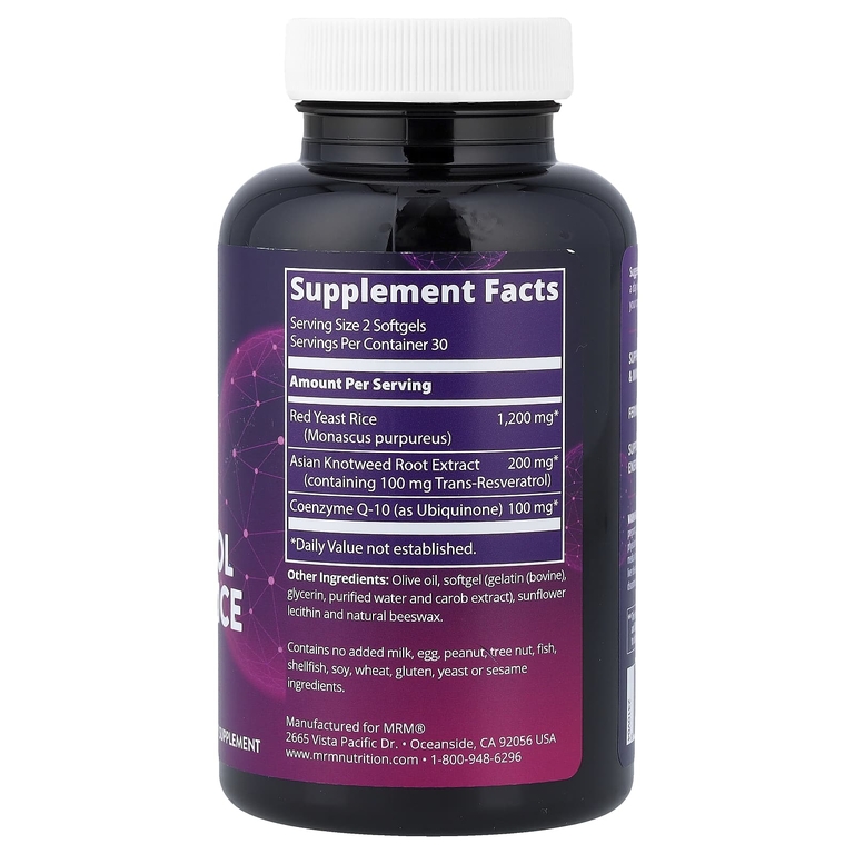 MRM Nutrition, коэнзим Q10, ресвератрол, красный ферментированный рис, 60 мягких таблеток