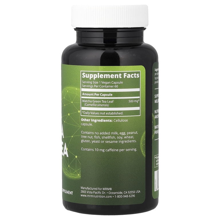 MRM Nutrition, Зеленый чай матча, 60 веганских капсул (500 мг на капсулу)